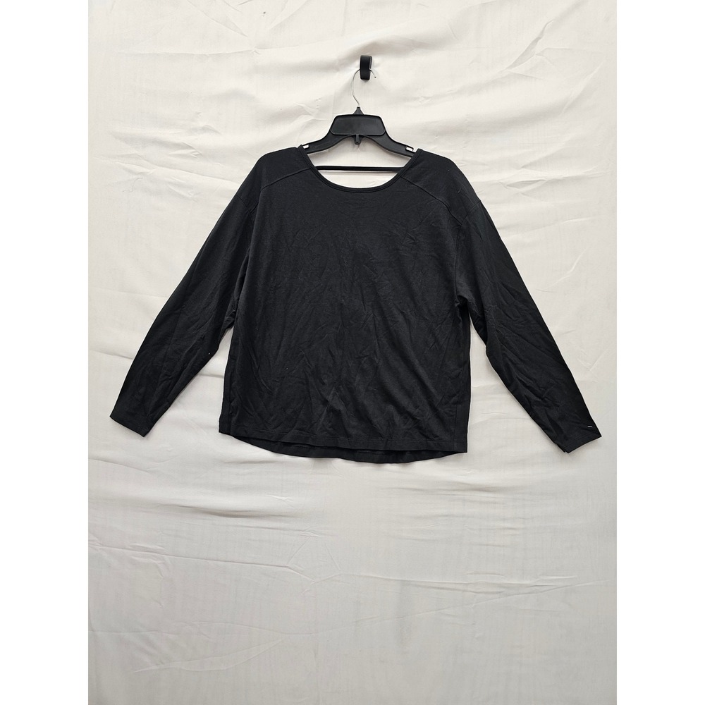 Member's Mark Womens Long Sleeve Active Tee Black Cotton Blend Athletic Size S